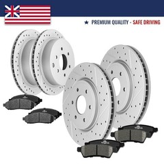 Front Rear Drilled Rotors Brake Pads for Nissan Xterra Frontier Suzuki Equator