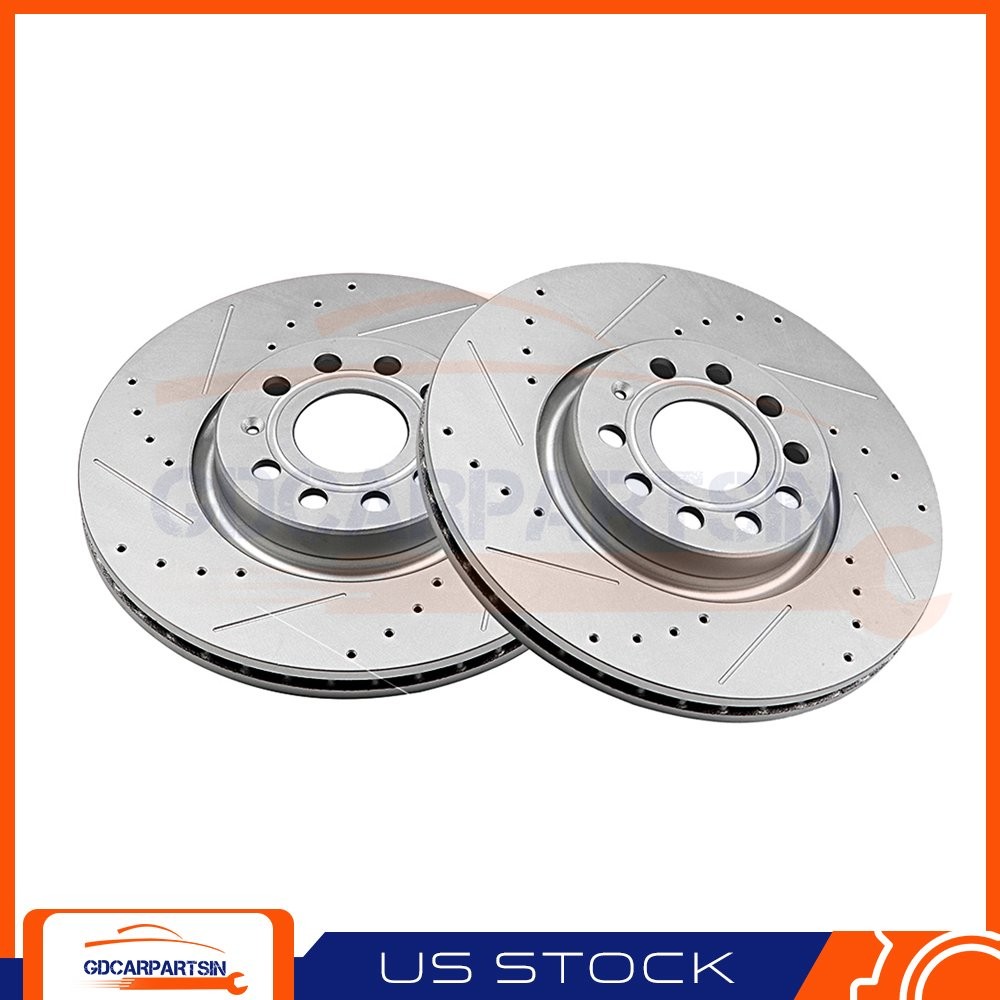 Brake Front Disc Rotors Drilled & Slotted For 2007-2016 Volkswagen Eos