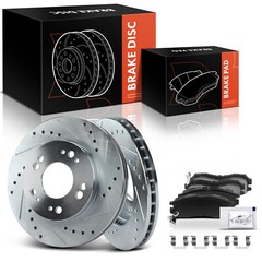 Front Drilled Rotors & Ceramic Brake Pads for Dodge Avenger Chrysler Mitsubishi