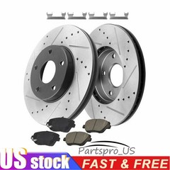 10.59” Rear Drilled Slotted Disc Rotors & Brake Pads for 2005-2010 Scion TC