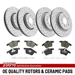Front Rear Drilled Brake Rotors Ceramic Pads For 2003 2004 2005-2014 Volvo XC90