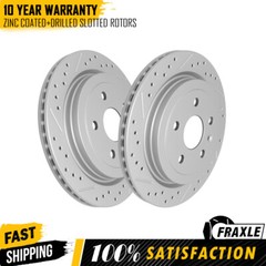 Pair Rear Brake Rotor Drilled Slotted Coated For 2008 – 2019 Camaro Cadillac CTS