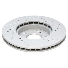 TRQ Performance Drilled Slotted Rotor & Posi Ceramic Brake Pad Front Set