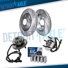 Front Drilled Rotors Wheel Hubs w/10pc Lug Nuts for 2002-05 Explorer Mountaineer