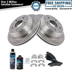 Rear Semi Metallic Brake Pad & Rotor Kit w/Chemicals for GM Truck SUV