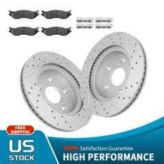 Front Drilled Rotors + Ceramic Brake Pads for 2004 2005 Dodge RAM 1500 Durango
