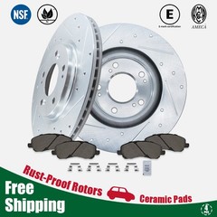 Front Drilled Brake Disc Rotors Ceramic Pads Kit for Dodge Avenger Jeep Compass