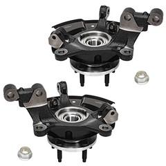 Front Steering Knuckles Hub and Bearings Drilled Rotors Brake Pads for Ford Edge