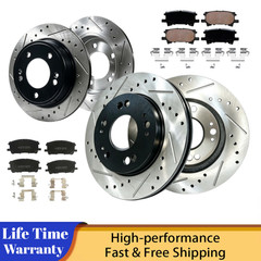 Front and Rear Drilled Slotted Rotors Brake Pads for Lexus RX330 2004 2005 2006