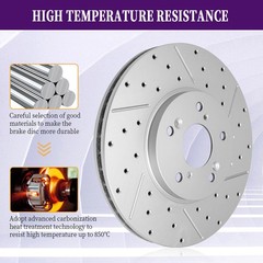 12.6″Front & 12.6″Rear Drilled Disc Brake Rotor For 2015-2022 2023 Ford Mustang