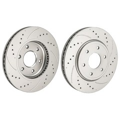 2x Front Drilled Slotted Vented Brake Rotors for 2009 Suzuki Equator 12142089