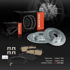 6Pcs Rear Drilled Brake Rotor & Ceramic Brake Pad for Acura TLX 2015 2016-2020