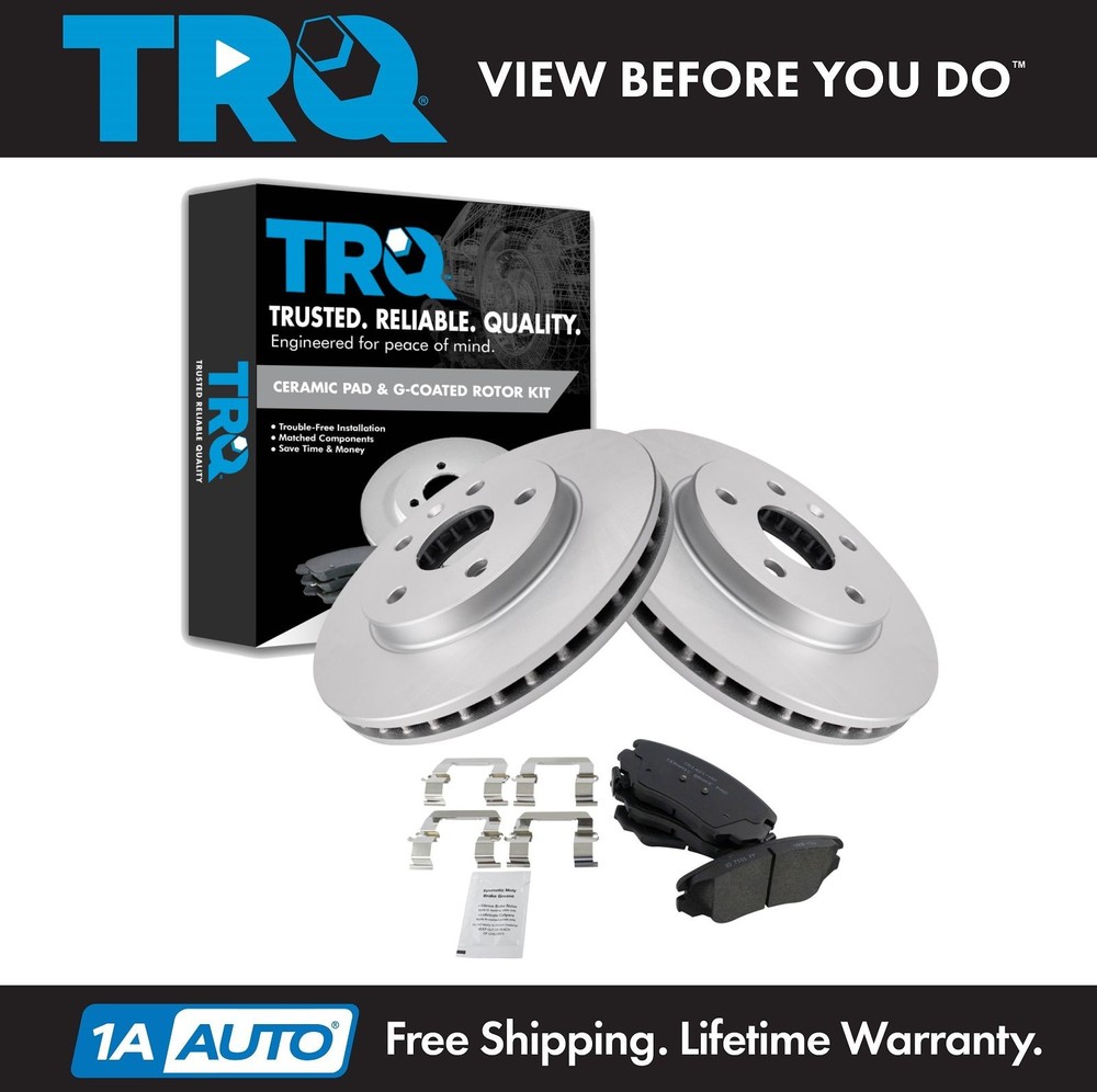 TRQ Front Premium Posi Ceramic Brake Pad & Coated Rotor Kit for Chevrolet Buick