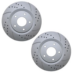 Bison Performance Pair Front Drilled 294mm Brake Rotors for Chrysler Dodge Jeep