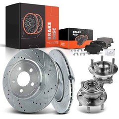 Rear Drilled Rotors & Brake Pad + Wheel Hub Bearing for Chevy 300 Dodge Charger