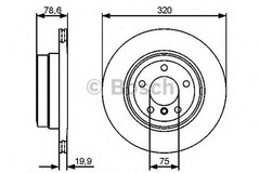 Bosch Brake Disc Rear Diameter 320mm 75mm Vented 20mm 0986479442