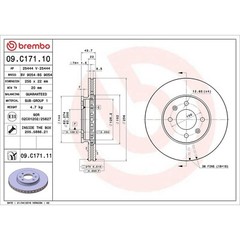 Brembo Prime Line UV Coated Vented Brake Disc Pair – 09.C171.11 – High Quality