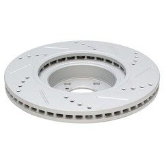 Front Ceramic Brake Pad & Performance Drilled Slotted Coated Rotor New