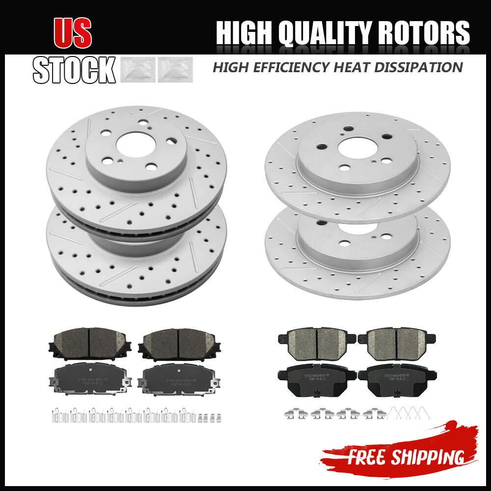 Front Rear Brake Disc Rotor Ceramic Pad For 2010-2015 Toyota Prius Lexus CT200h