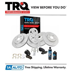 TRQ Front Rear Ceramic Pads & Performance Brake Rotor Kit w/ Chemicals