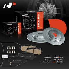 A-Premium 6x Rear Drilled Brake Rotor & Brake Pad for Acura TLX 2015-2019 2020