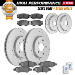 Front & Rear Drilled Rotors + Brake Pads for 2010-2015 Chevrolet Camaro V6 LS LT