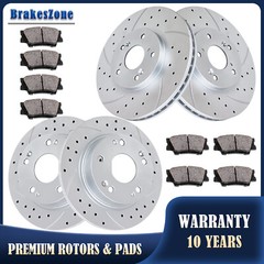300mm Front & 282mm Rear Brake Rotors Pads Kit for Honda Accord Drilled Brakes