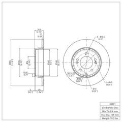 ERE-03021 R1 Concepts Brake Disc Rear Driver or Passenger Side Right Left