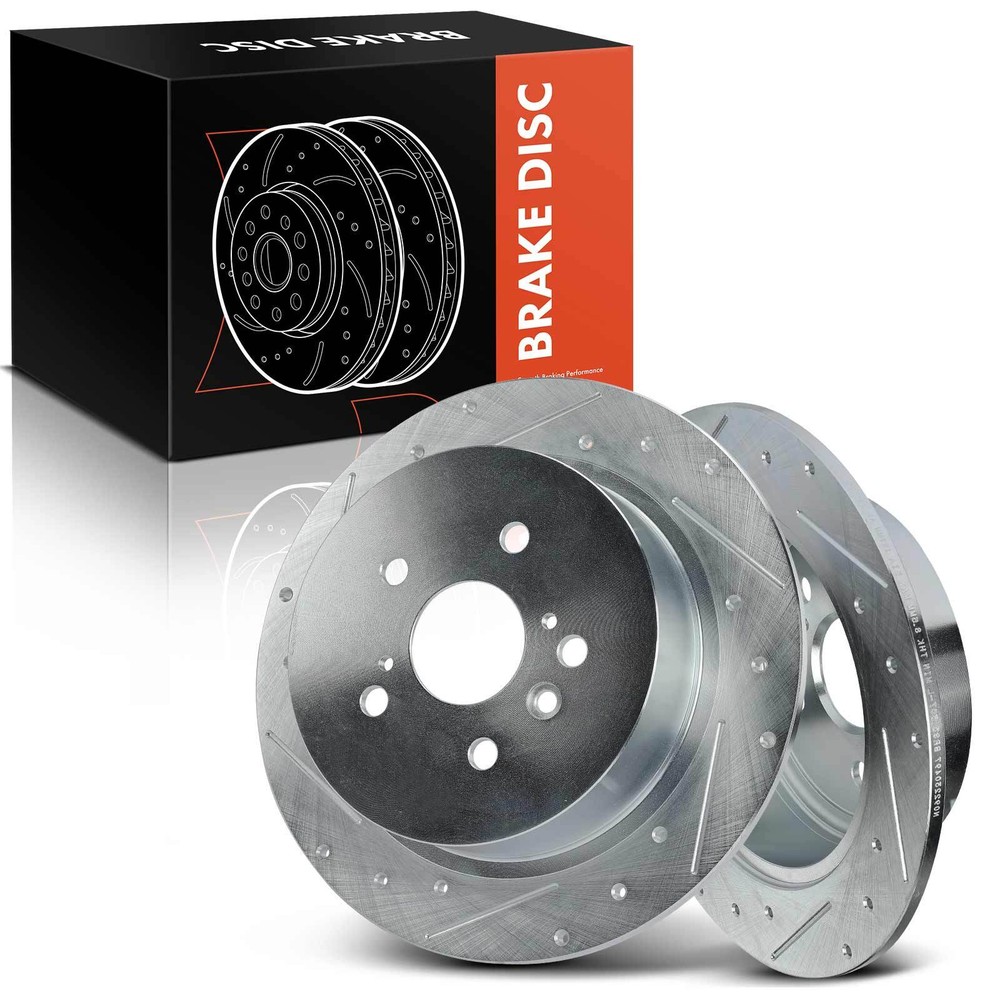 2x Drilled Brake Rotors for Toyota Highlander 08-14 Rear Driver and Passenger