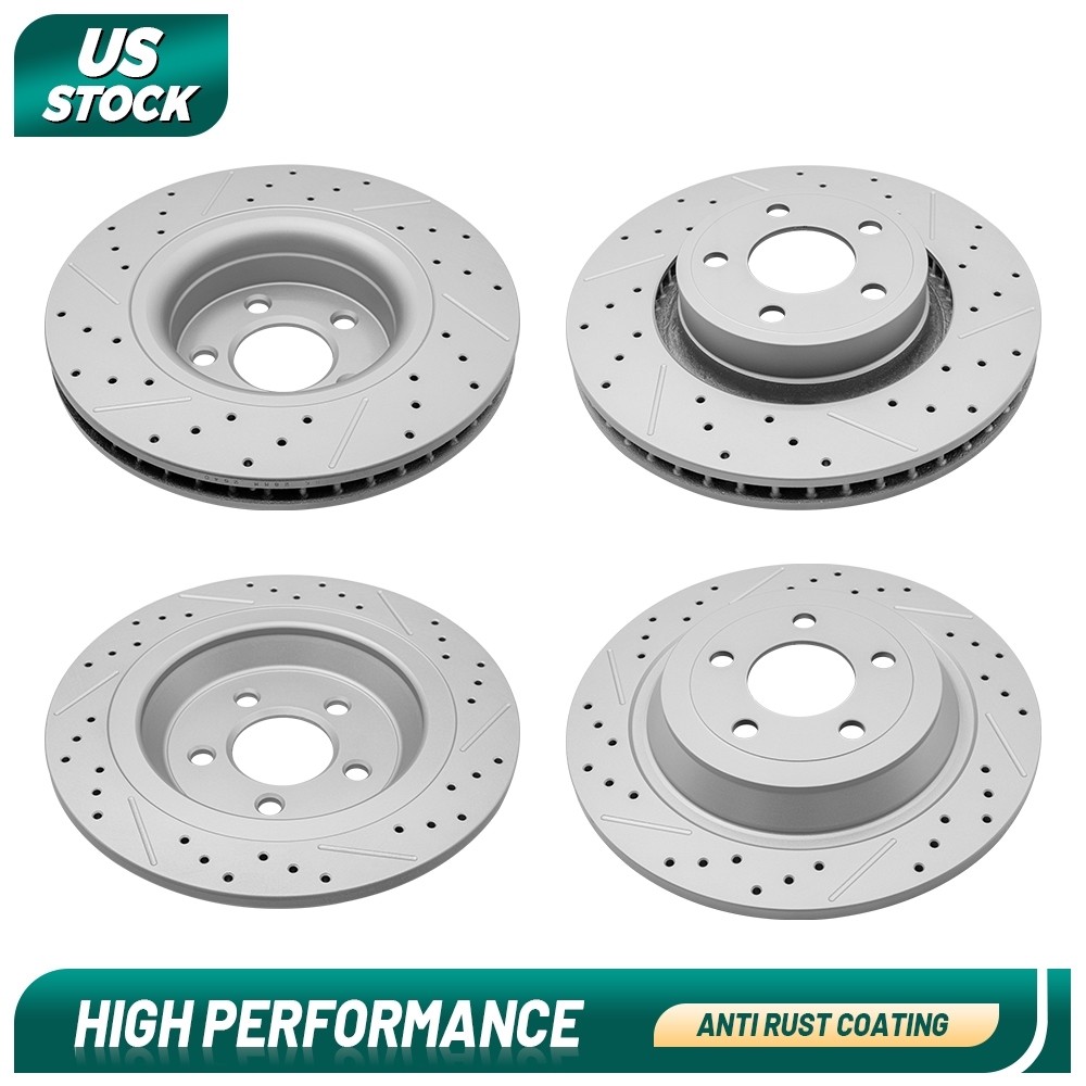 320mm Front Rear Drilled Disc Brake Rotors for Ford Mustang 2015-2021 2022 2023