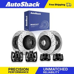 Front Rear Drilled Slotted Brake Rotor Caliper Black for Ford F-150 12-16, 18-20