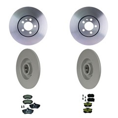 Hella Front & Rear Rotors Low-Met Disc Brake Pad Kit For Volkswagen Corrado AAA