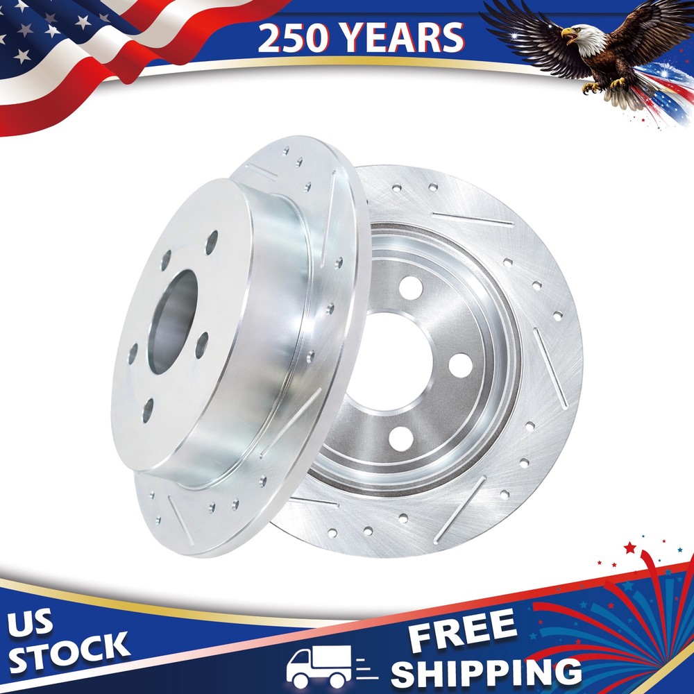 Rear Drilled Brake Rotors for PONTIAC GRAND AM 1999 -2005 & GRAND PRIX 1997-2003