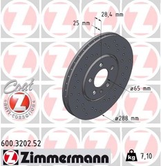 Zimmermann 600.3202.52 Brake Disc for VW