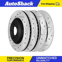 Front and Rear Drilled Brake Rotors Black Set of 4 for Ford Explorer Taurus Flex