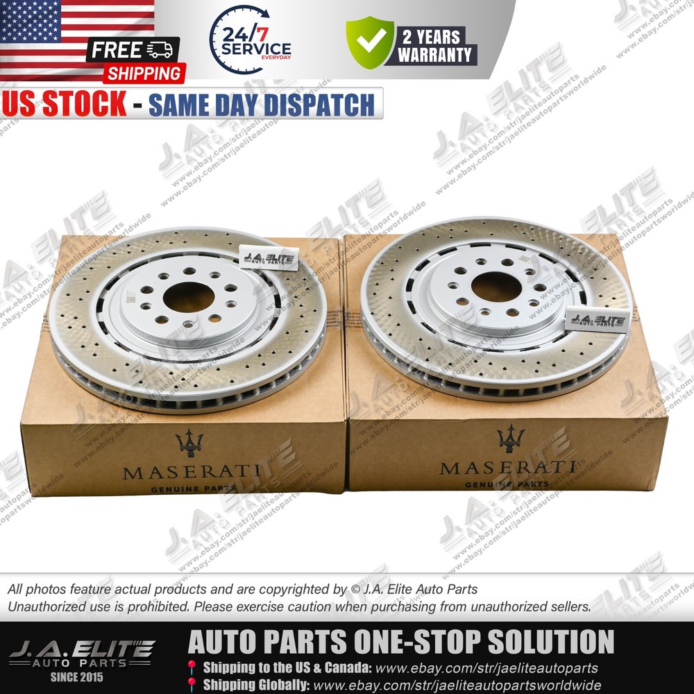 2pcs Front Brake Rotor With Holes fit Maserati Quattroporte Ghibli, 670030935