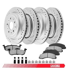 Front Rear Drilled Rotors Brake Pad for 2010-2017 Ford Expedition EL XLT Limited
