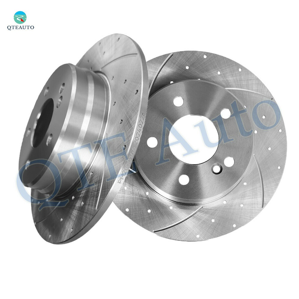 Rear Drilled Slotted Brake Disc Rotors For 2003-2005 Mercedes-Benz C240