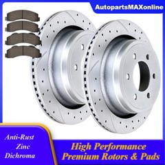 Rear Slotted Rotors Brake Pads for Ford F-150 6 Lugs Rotor and Pad Brakes Kits