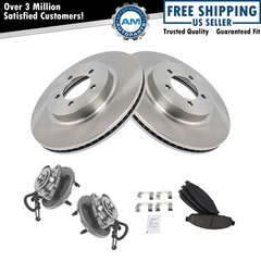Front Wheel Hub Ceramic Brake Pad Rotor Kit w/Fluids for 03-05 Lincoln