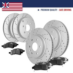 Front and Rear Drilled Rotors & Ceramic Brake Pads for GMC Acadia 2007 – 2017