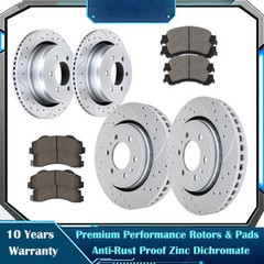 Front Rear Drilled Brake Rotors and Pads Kits for 2010 2011 Ford F-150 6 Lugs