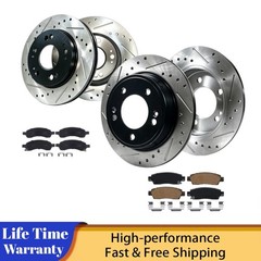 Front Rear Drilled Rotors Brake Ceramic Pads Kit for 2014 2015 2016 GMC Acadia