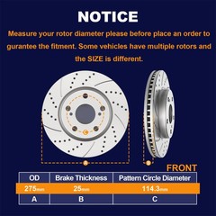 275mm Front Drilled Brake Rotors Pads Kits Fit Toyota RAV4 Pirus V Lexus HS250H