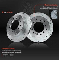 2Pcs Rear LH & RH Drilled Brake Rotor for Toyota 4Runner FJ Cruiser Lexus GX460