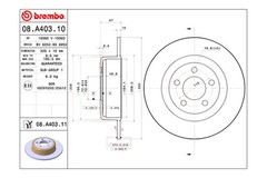 For Dodge Charger 06-23 Brembo 08.A403.11 UV Coated Plain Solid Rear Brake Rotor