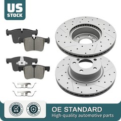 Front Drilled & Slotted Brake Disc Rotors & Ceramic Pads For 2011-2017 BMW X3 X4