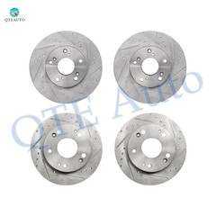 Set of 4 Front-Rear Drilled Slotted Brake Disc Rotors For 2003-2007 Honda Accord