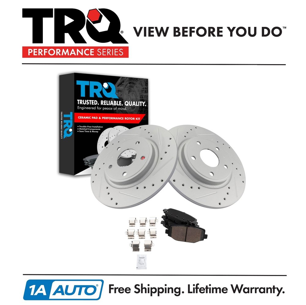 TRQ Rear Ceramic Brake Pad & Performance Rotor Kit