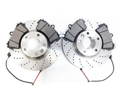 FOR AUDI Q7 VW TOUAREG PORSCHE CAYENNE FRONT REAR DRILLED BRAKE DISCS PADS 350mm